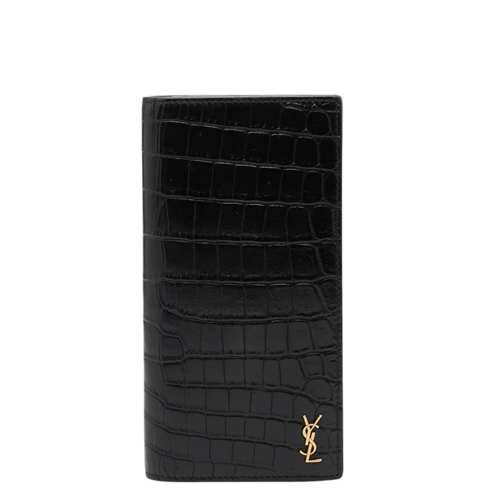 Saint Laurent Cassandra Continental Wallet YSL embossed long black leather